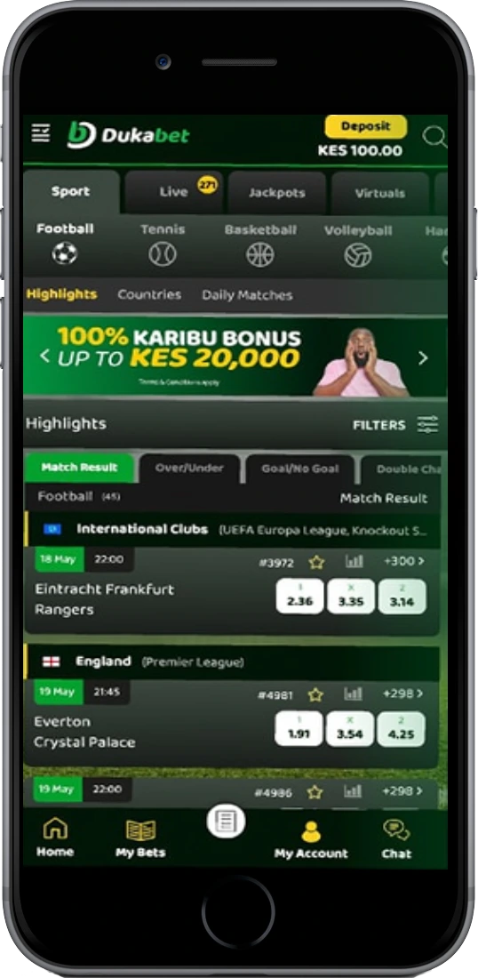 Dukabet Kenya app on mobile